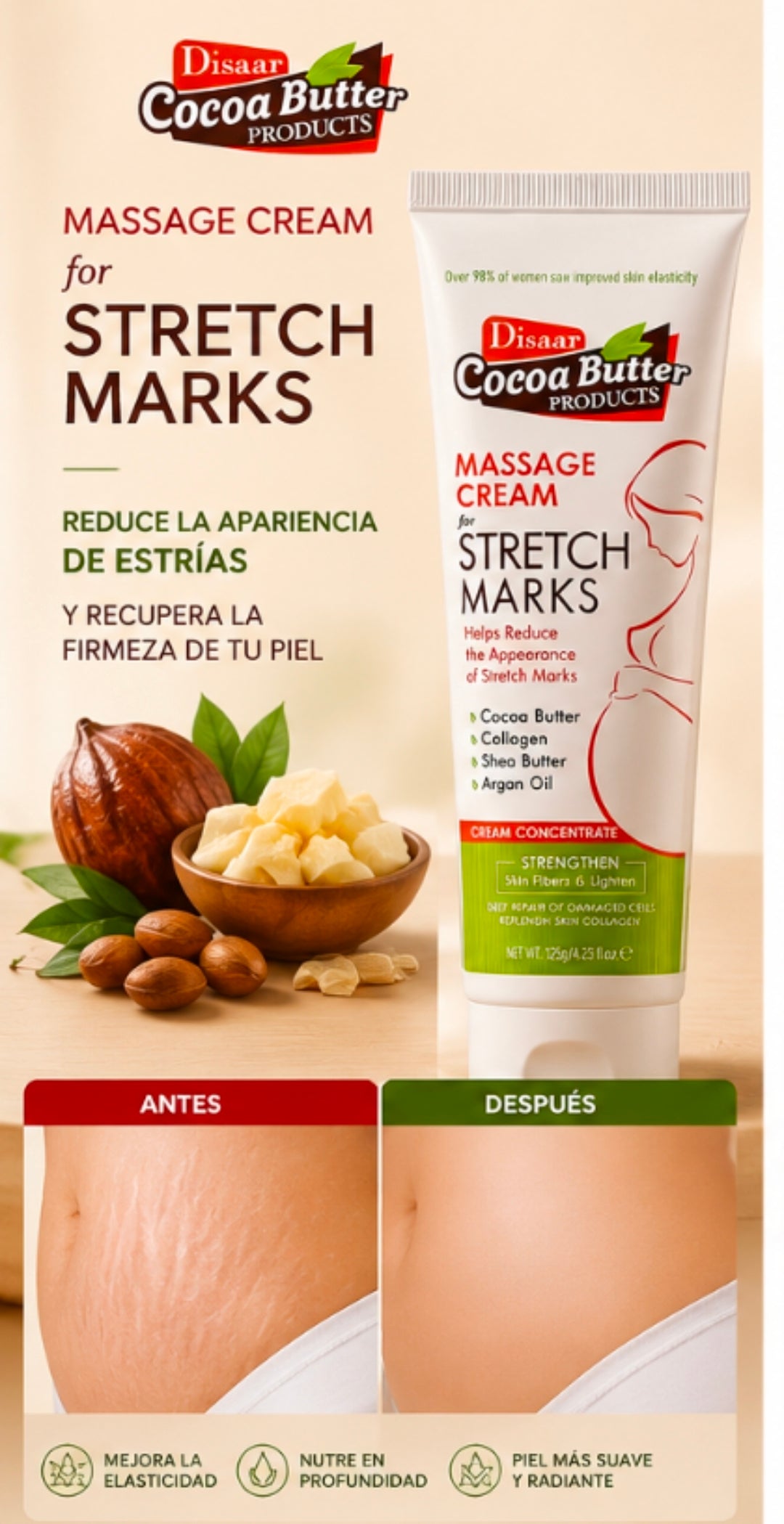 Crema De Masaje Disaar Cocoa Butter Para Estrías