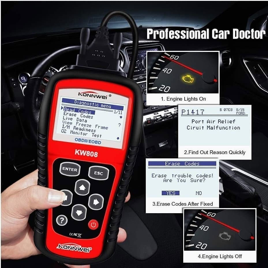 ESCANER AUTOMOTRIZ KONNWEI KW808 OBD2